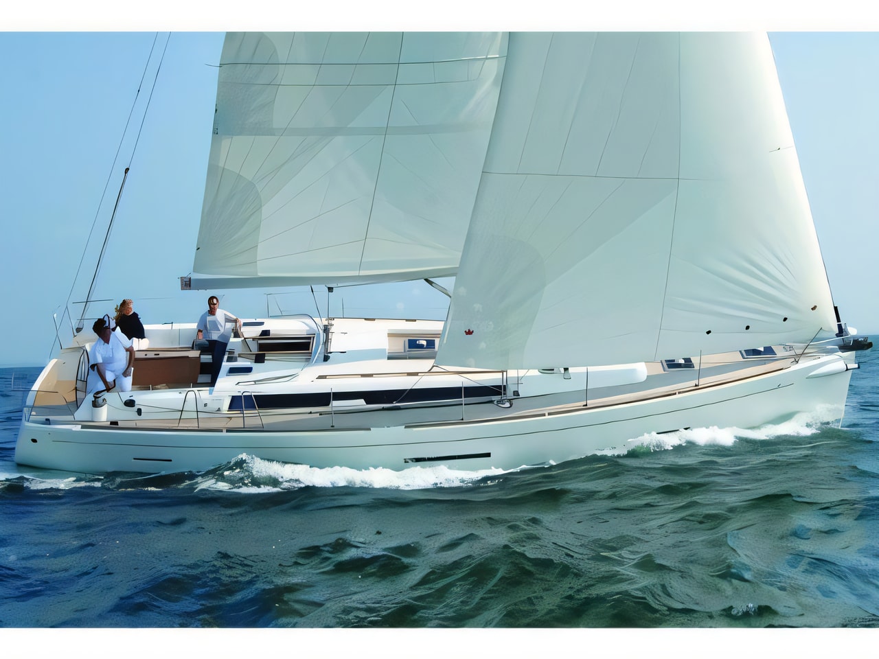 Exterior overview of Dufour 450 / 2WC sail boat for charter from Zadar Marina Borik in the Zadar sailing area Croatia