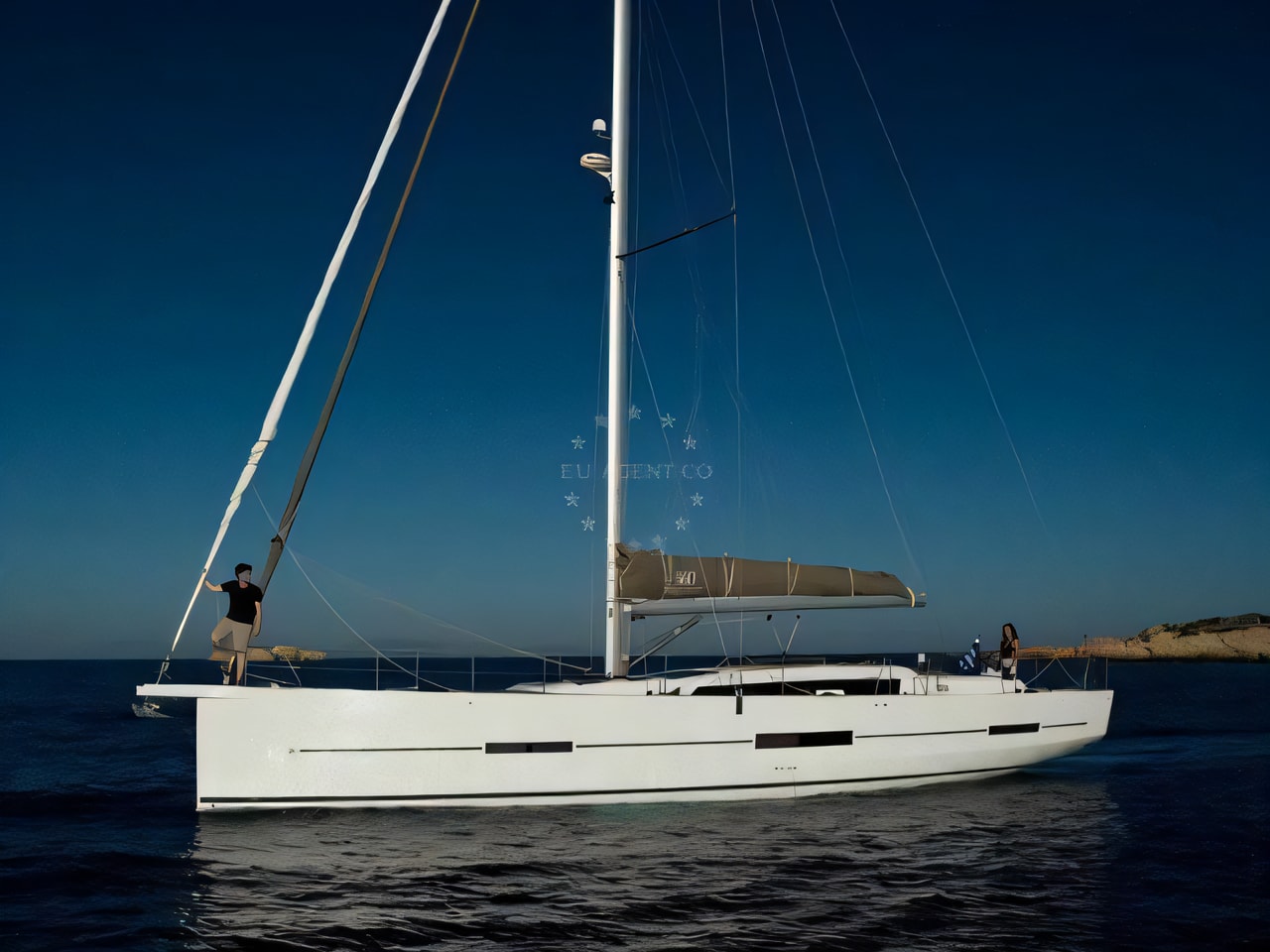 Exterior overview of Dufour 560 sail boat for charter from Zadar Marina Borik in the Zadar sailing area Croatia