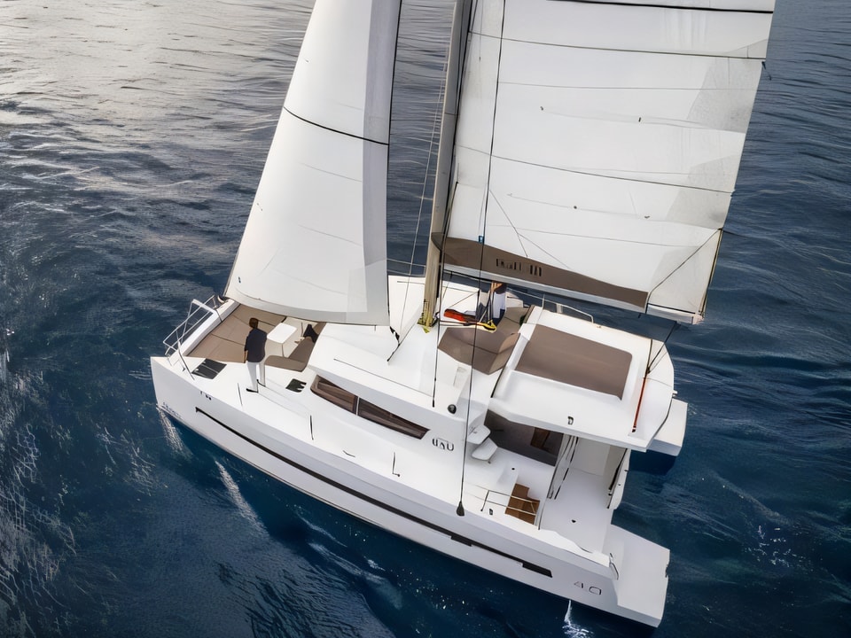 Exterior overview of Bali 4.0 catamaran for charter from Zadar Marina Zadar in the Zadar sailing area Croatia