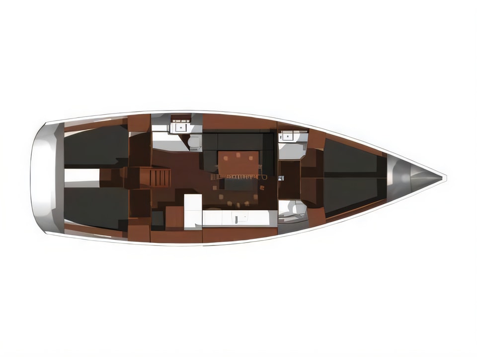 Layout of Dufour 450 GL sail boat with 4 cabins Croatia yacht charter