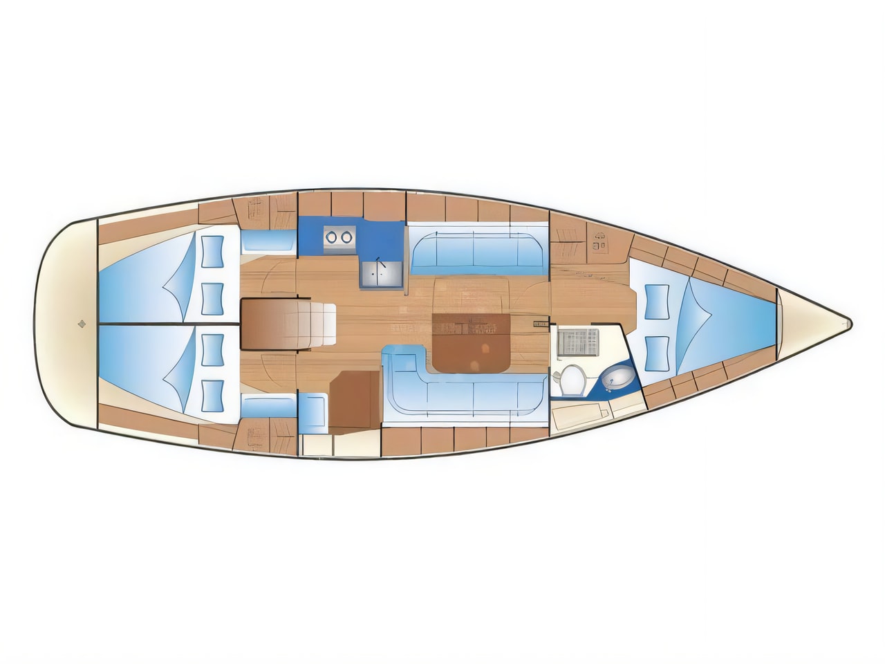 Interior of Bavaria 38 Cruiser sail boat with 3 cabins Croatia yacht charter