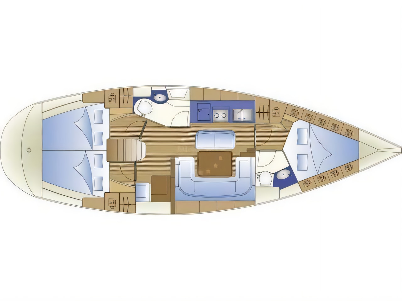 Interior of Bavaria 40 Cruiser sail boat with 3 cabins Croatia yacht charter