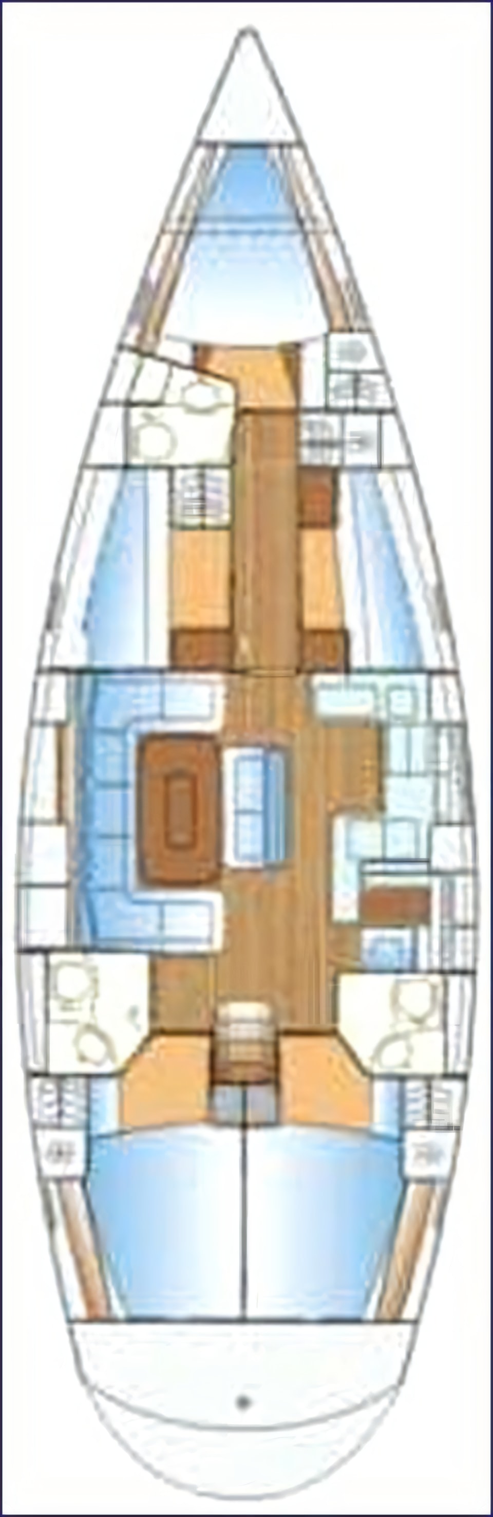 Layout of Bavaria Cruiser 50 sail boat with 5 cabins Croatia yacht charter