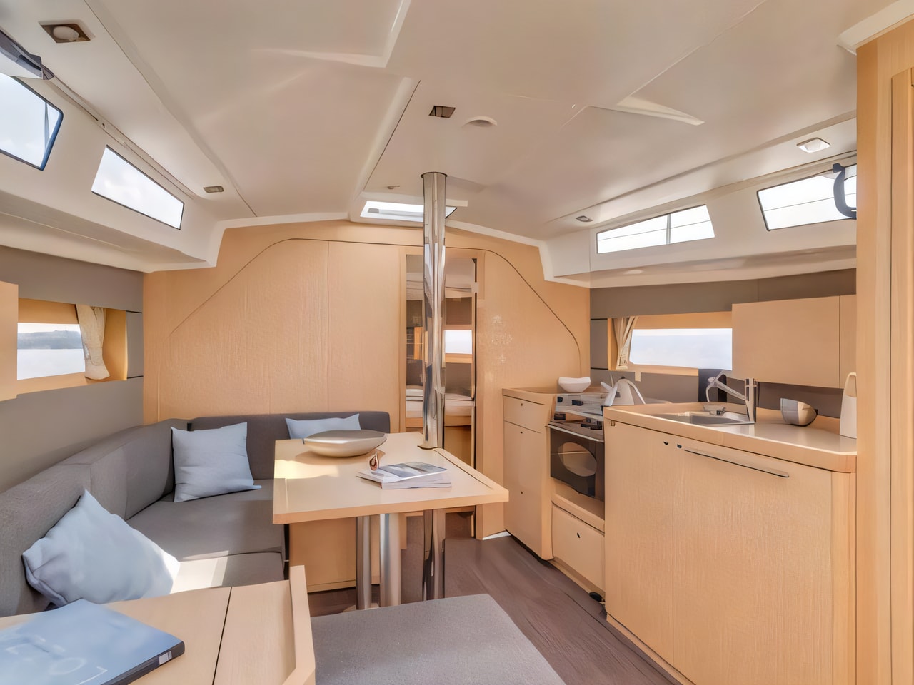 Layout of Oceanis 38.1 sail boat with 3 cabins Croatia yacht charter