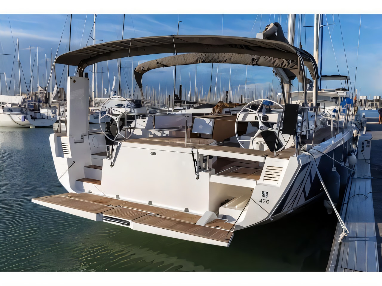 Exterior overview of Dufour 470 sail boat for charter from Kastela Gomilica Marina in the Split sailing area Croatia