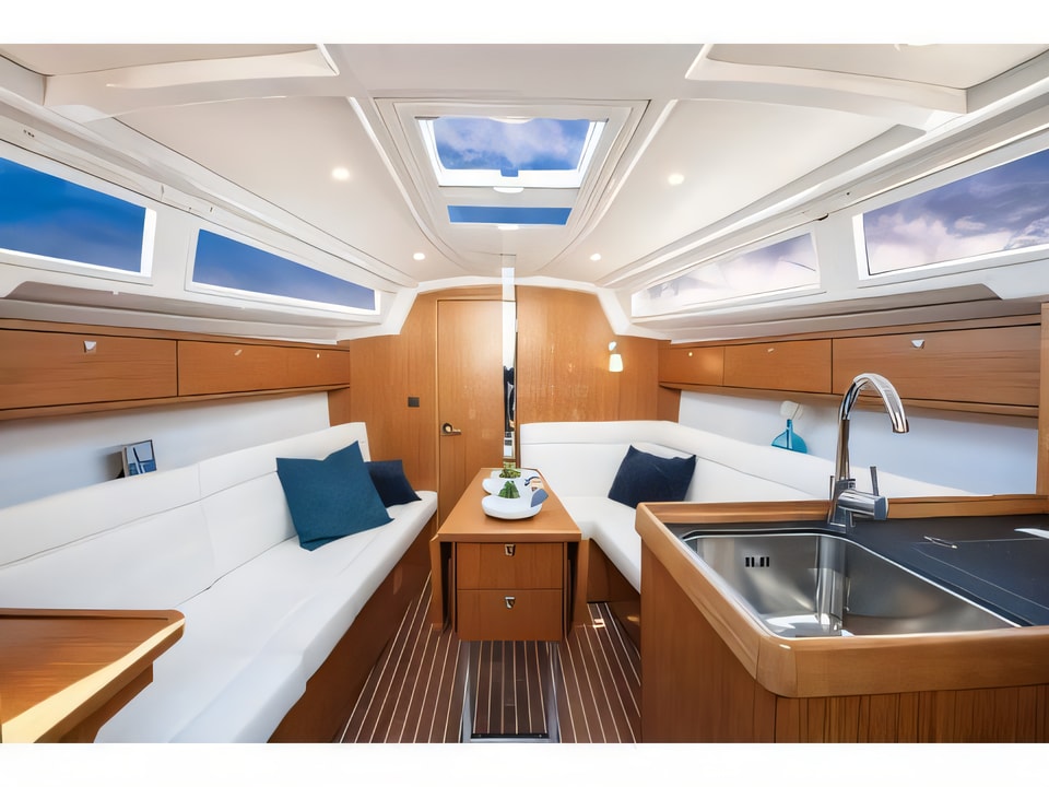 Interior of Bavaria Cruiser 33 sail boat with 2 cabins Croatia yacht charter
