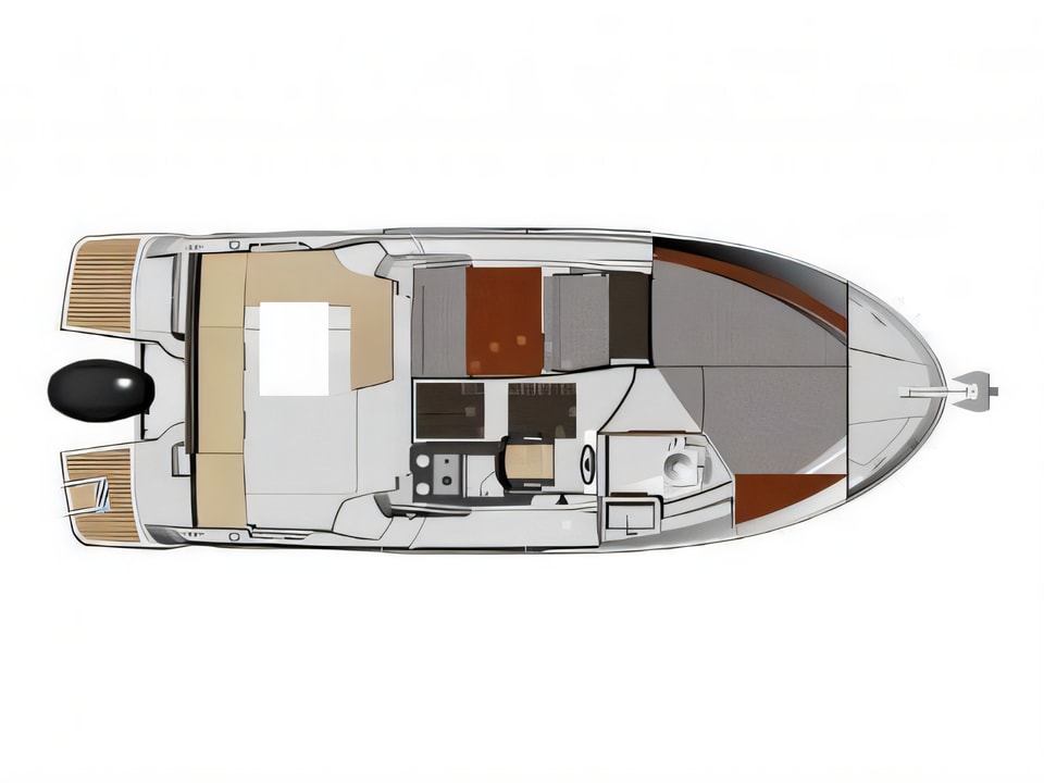 Layout of Jeanneau Merry Fisher 795 motor boat with 1 cabins Croatia yacht charter