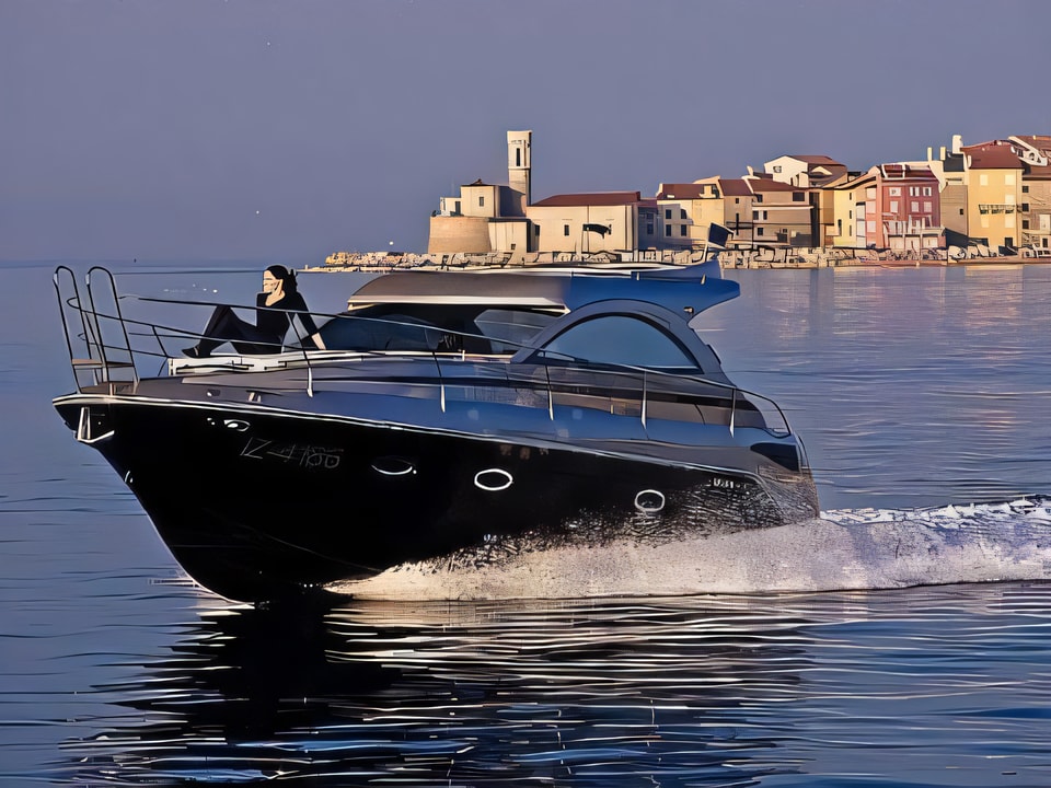 Exterior overview of Mirakul 30 HT motor boat for charter from Mrter Marina Nautika in the Sibenik sailing area Croatia