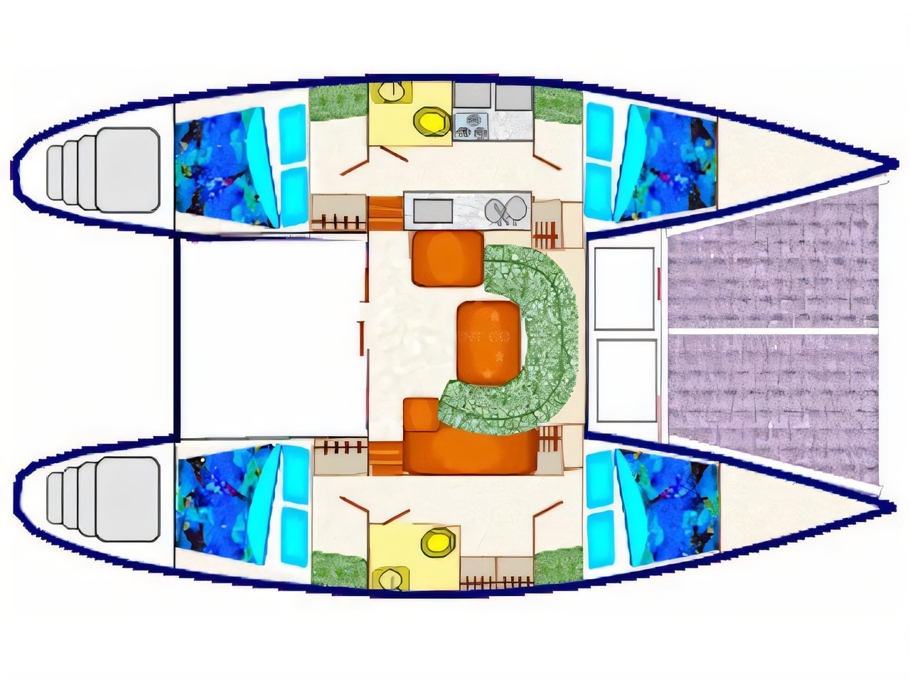 Interior of Lagoon 42 4 cabins catamaran with 4 cabins Croatia yacht charter