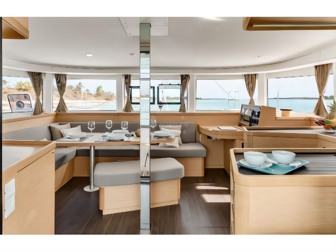 Layout of Lagoon 42 4 cabins catamaran with 4 cabins Croatia yacht charter