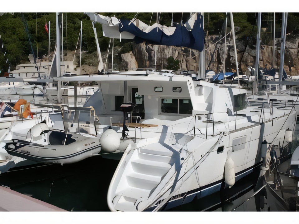 Exterior overview of Lagoon 440 catamaran for charter from Trogir ACI Marina in the Split sailing area Croatia