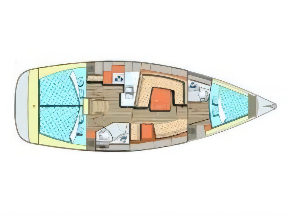 Elan 384 Impression yacht layout 3 cabins Croatia charter