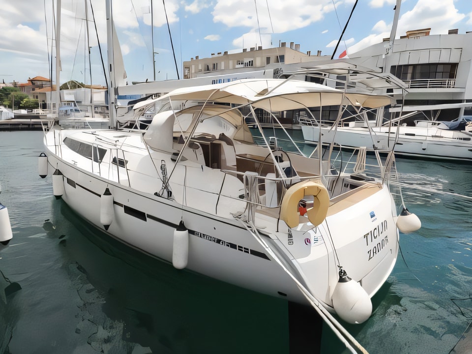 Exterior overview of Bavaria Cruiser 46 sail boat for charter from Zadar Marina Zadar in the Zadar sailing area Croatia