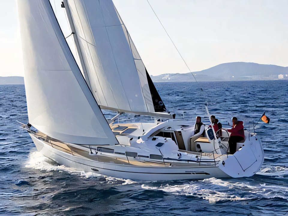 Exterior overview of Bavaria 38 Cruiser sail boat for charter from Biograd Sangulin in the Zadar sailing area Croatia