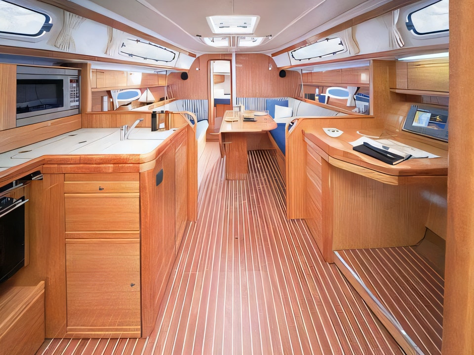 Interior of Bavaria 38 Cruiser sail boat with 3 cabins Croatia yacht charter