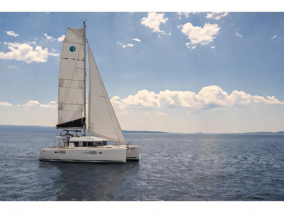 Exterior overview of Lagoon 39 catamaran for charter from Split Marina Mornar in the Split sailing area Croatia