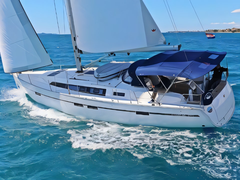 Exterior overview of BAVARIA C 46 BT sail boat for charter from Sukosan Marina Dalmacija in the Zadar sailing area Croatia