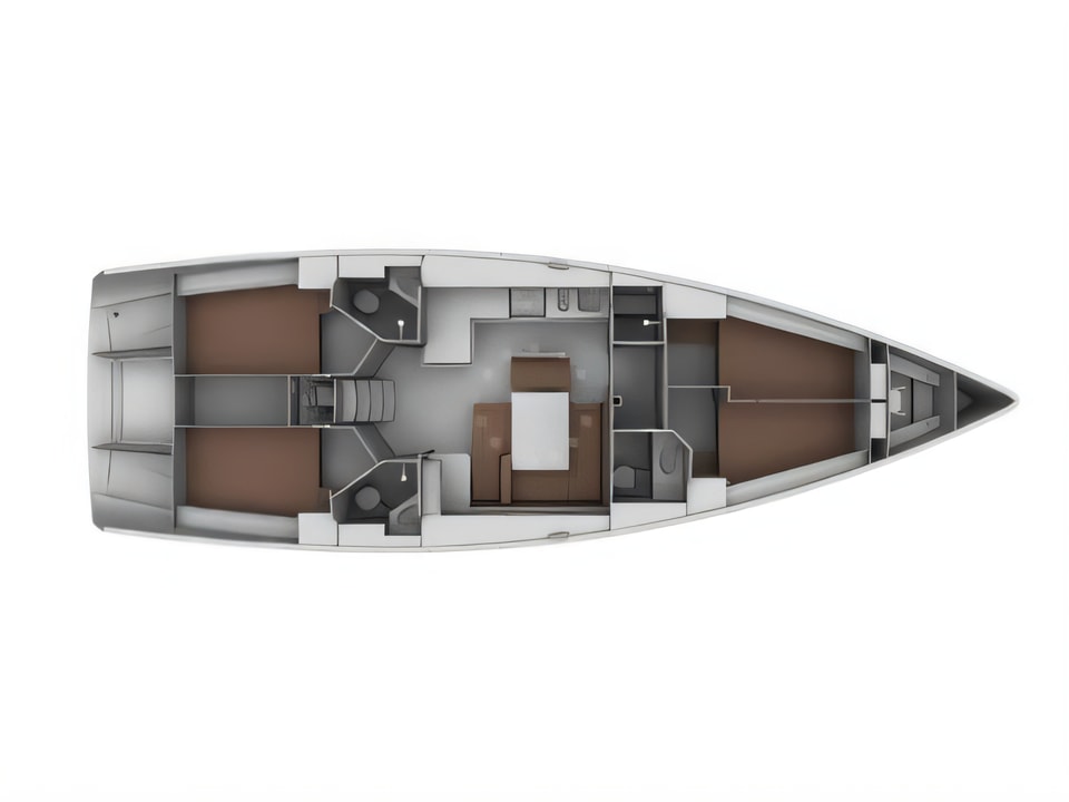 Layout of BAVARIA C 46 BT sail boat with 4 cabins Croatia yacht charter