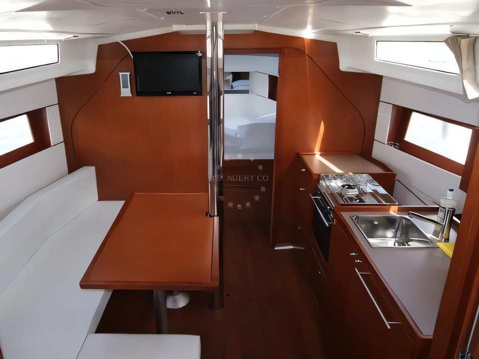 Interior of OCEANIS 38 BT sail boat with 3 cabins Croatia yacht charter