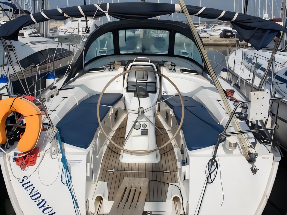 Exterior overview of Bavaria 38 Cruiser sail boat for charter from Biograd Kornati in the Zadar sailing area Croatia