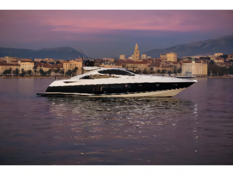 Exterior overview of Sunseeker Predator 72 motoryacht for charter from Split ACI Marina in the Split sailing area Croatia