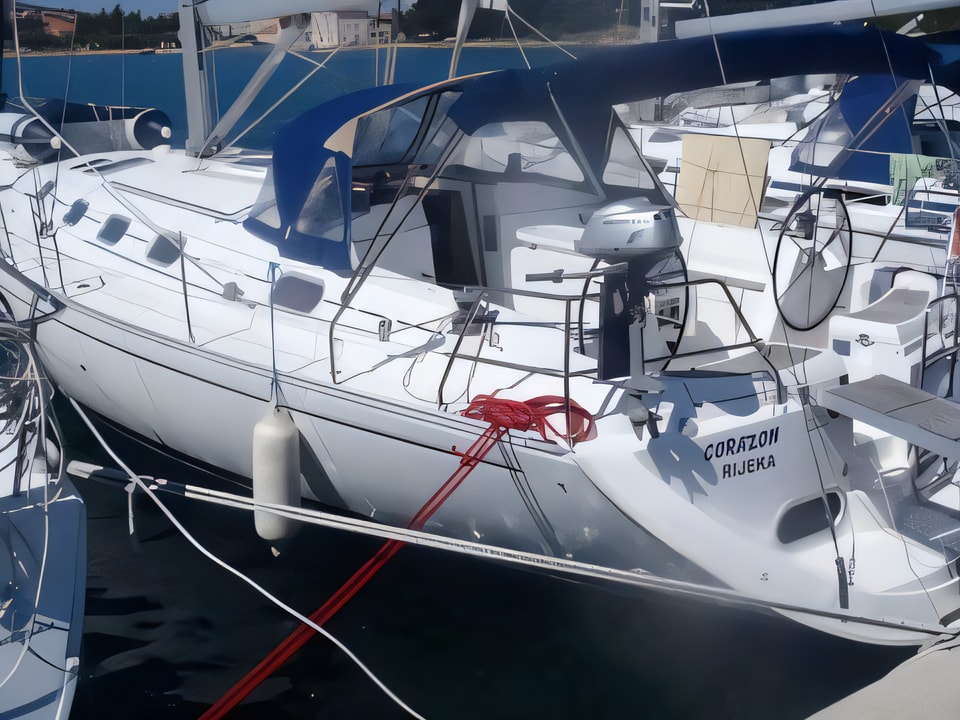 Exterior overview of GibSea 43-4 sail boat for charter from Murter Marina Betina in the Sibenik sailing area Croatia