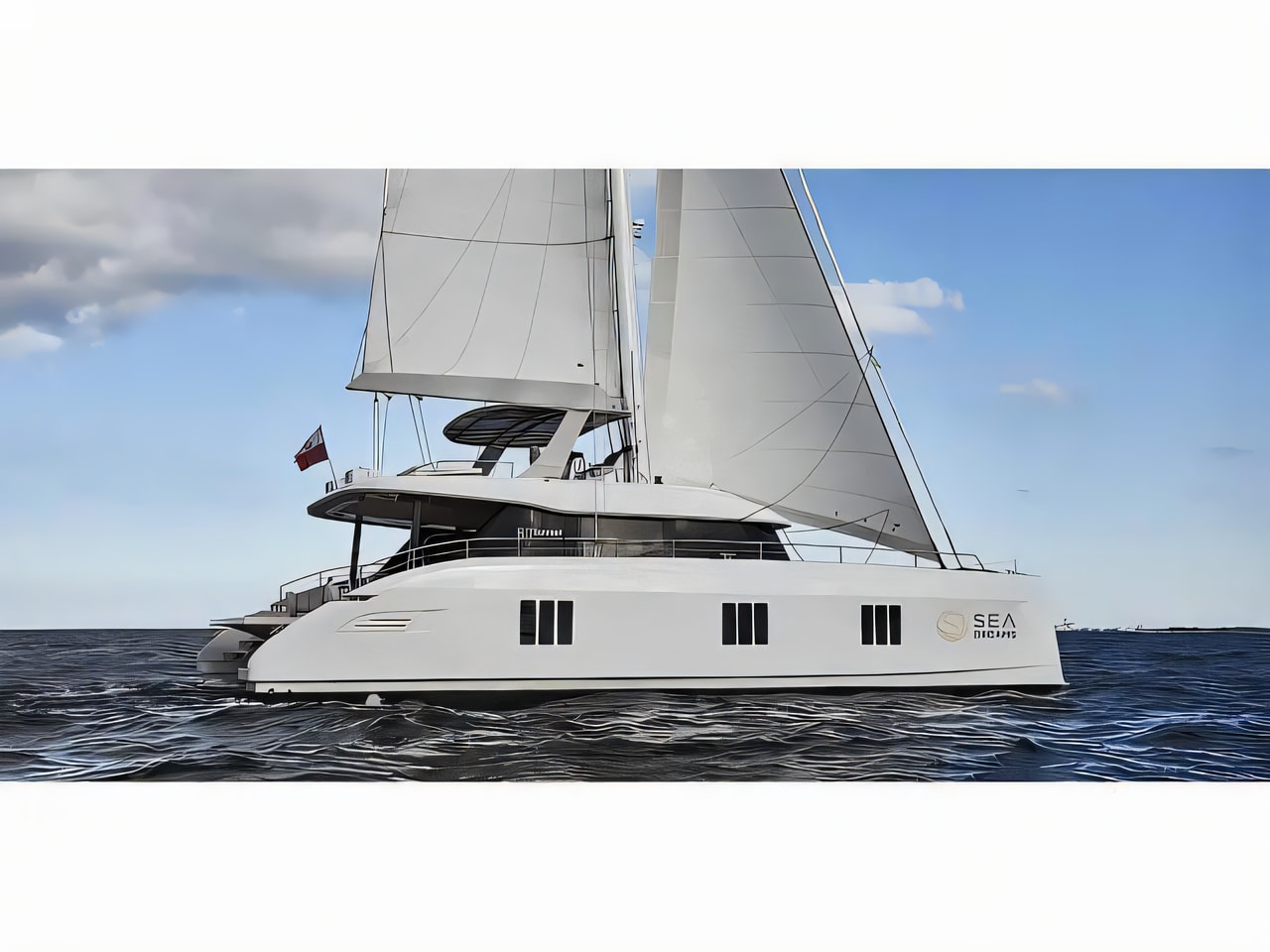 Exterior overview of Sunreef 60 catamaran for charter from Kastela Gomilica Marina in the Split sailing area Croatia