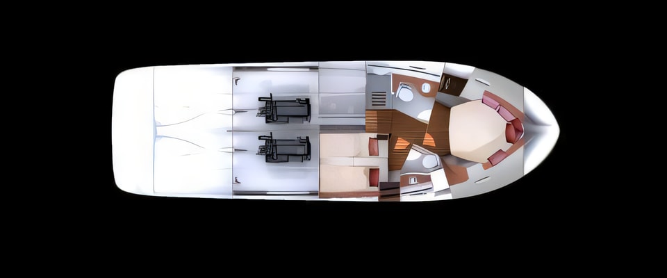 Interior of Antares 42 motoryacht with 2 cabins Croatia yacht charter
