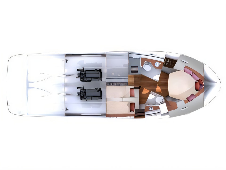 Layout of Antares 42 motoryacht with 2 cabins Croatia yacht charter