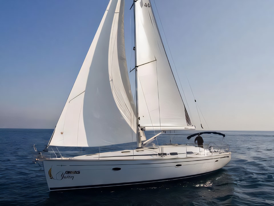 Exterior overview of Bavaria 46 Cruiser sail boat for charter from Split ACI Marina in the Split sailing area Croatia