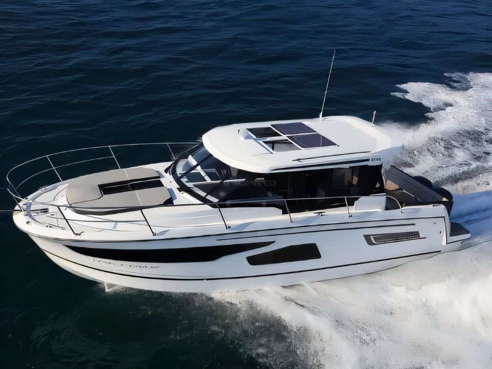 Exterior overview of Jeanneau Merry Fisher 1095 motor boat for charter from Split ACI Marina in the Split sailing area Croatia