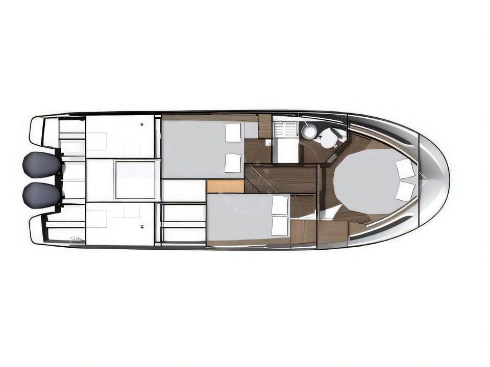Layout of Jeanneau Merry Fisher 1095 motor boat with 3 cabins Croatia yacht charter