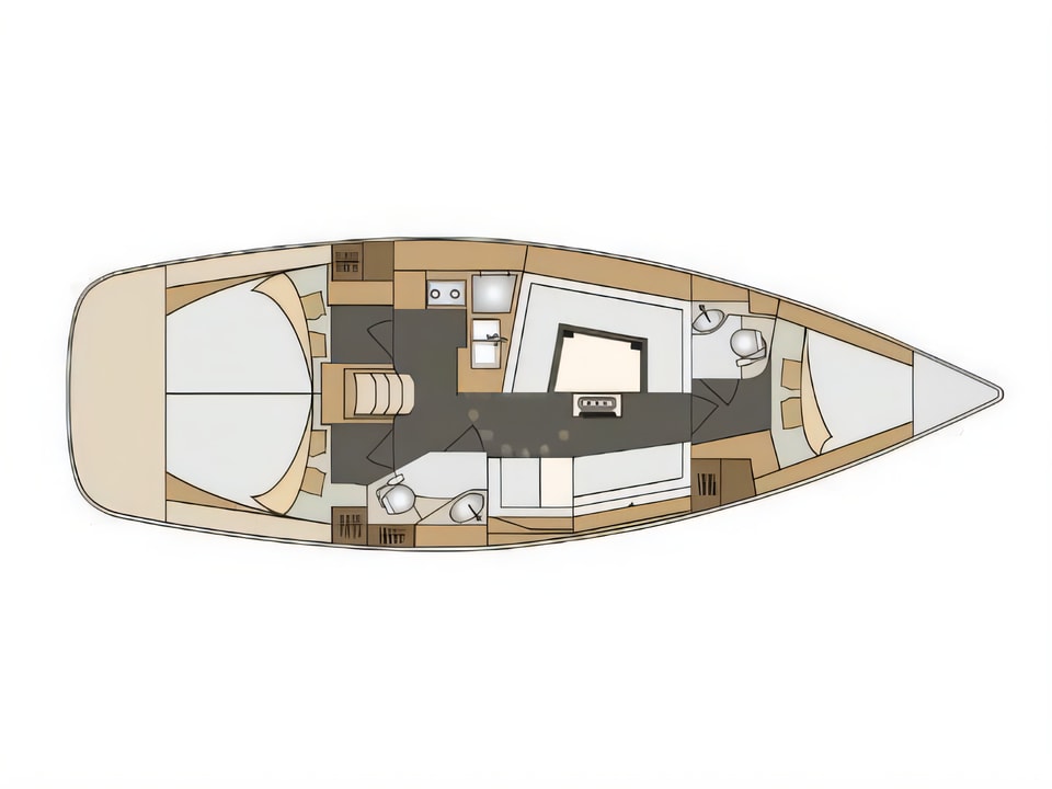 Elan 40 Impression yacht layout 3 cabins Croatia charter