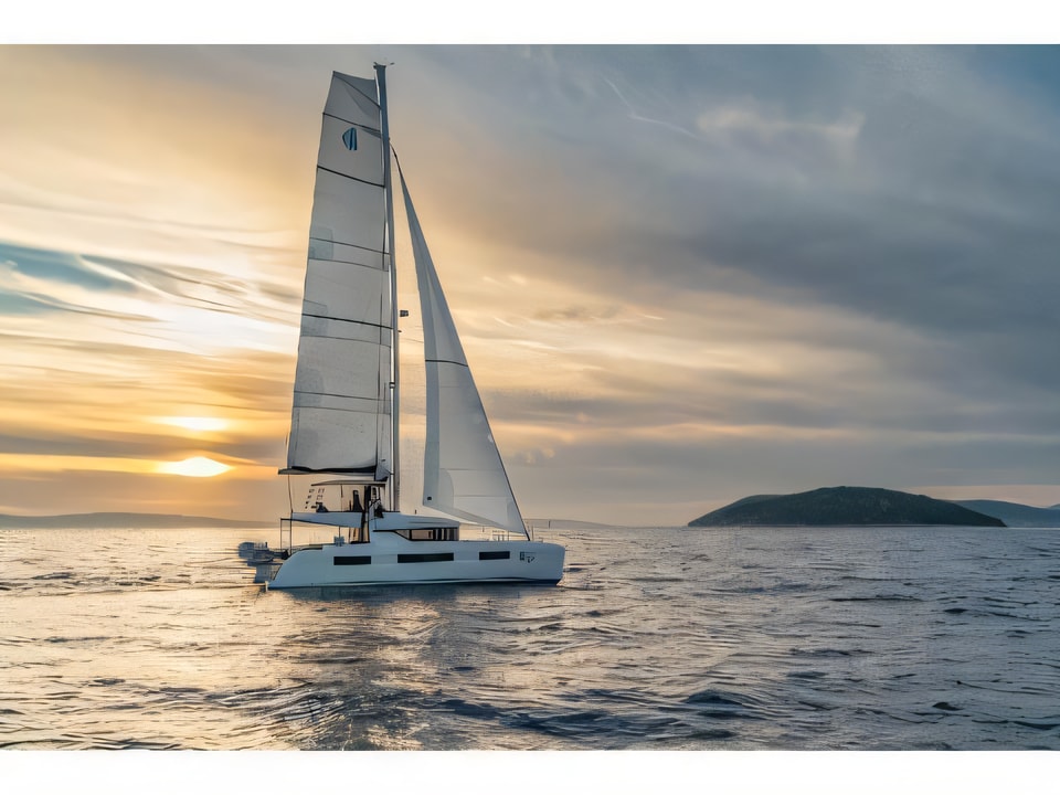 Exterior overview of Lagoon 50 catamaran for charter from Split ACI Marina in the Split sailing area Croatia