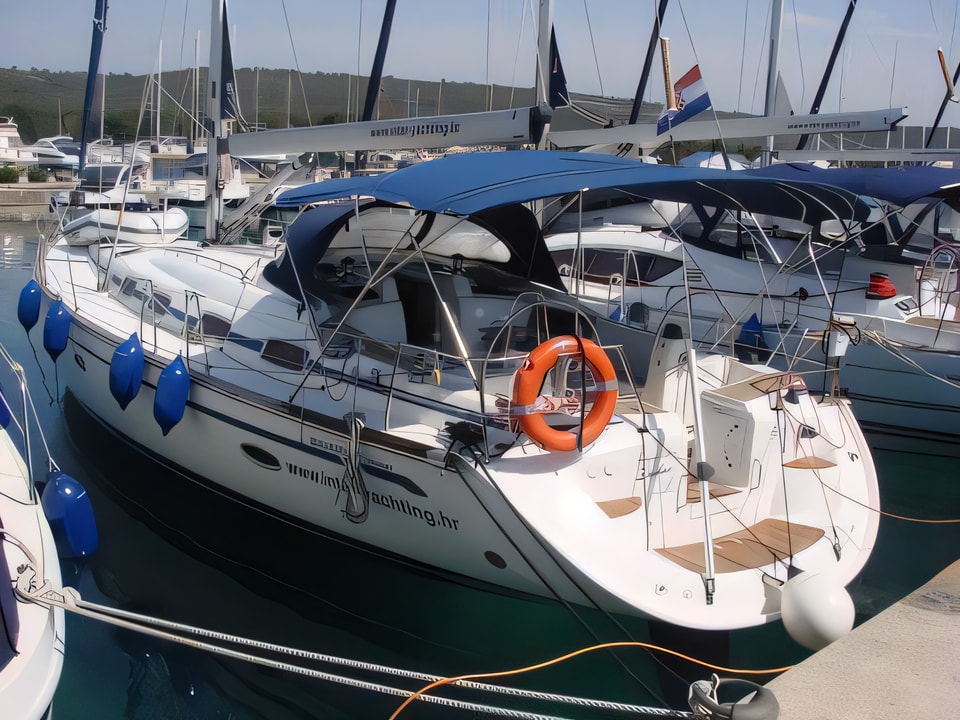 Exterior overview of Bavaria 50 sail boat for charter from Sukosan Marina Dalmacija in the Zadar sailing area Croatia