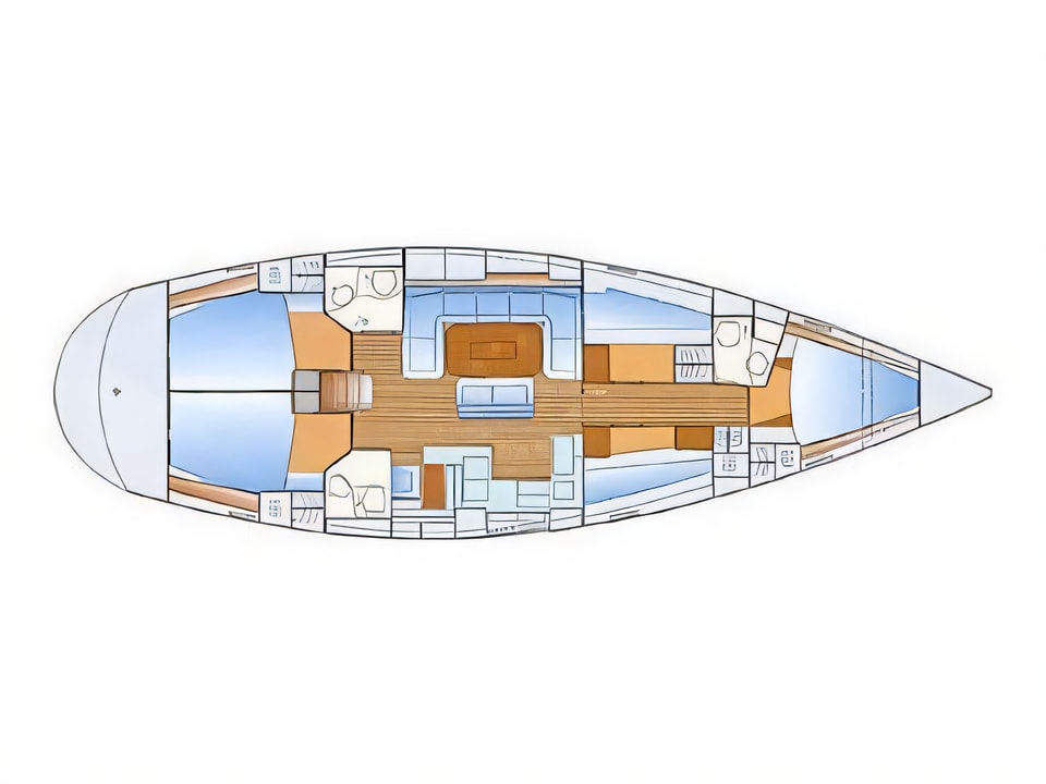 Layout of Bavaria 50 sail boat with 5 cabins Croatia yacht charter