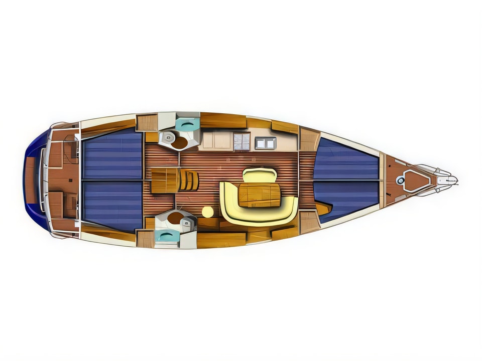 Layout of Sun Odyssey 45 sail boat with 4 cabins Croatia yacht charter