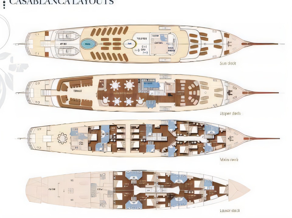 Layout of Casablanca motoryacht with 1 cabins Croatia yacht charter