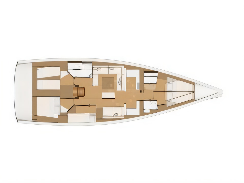 Layout of Dufour 520 Grand Large sail boat with 5 cabins Croatia yacht charter