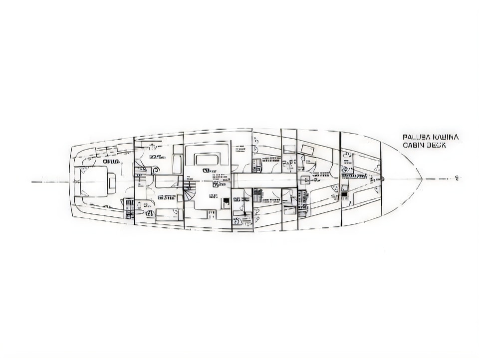 Layout of Alba gulet or cruiser with 5 cabins Croatia yacht charter
