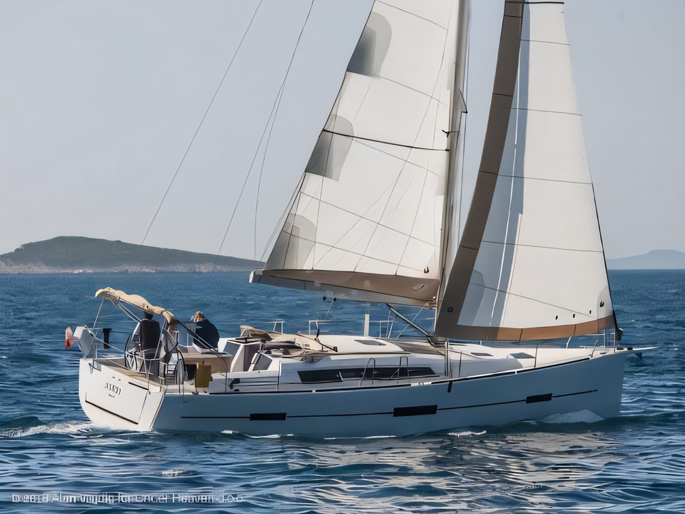 Exterior overview of Dufour 412 Grand Large sail boat for charter from Primosten Marina Kremik in the Sibenik sailing area Croatia