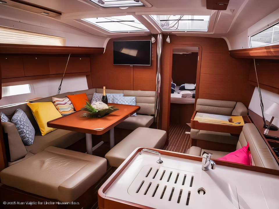 Interior of Dufour 412 Grand Large sail boat with 3 cabins Croatia yacht charter
