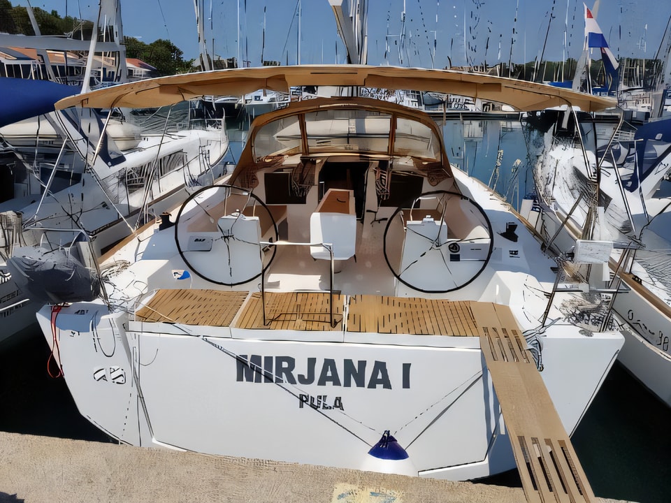 Exterior overview of Dufour 460 Grand Large sail boat for charter from Marina Medulin in the Istria / Kvarner sailing area Croatia