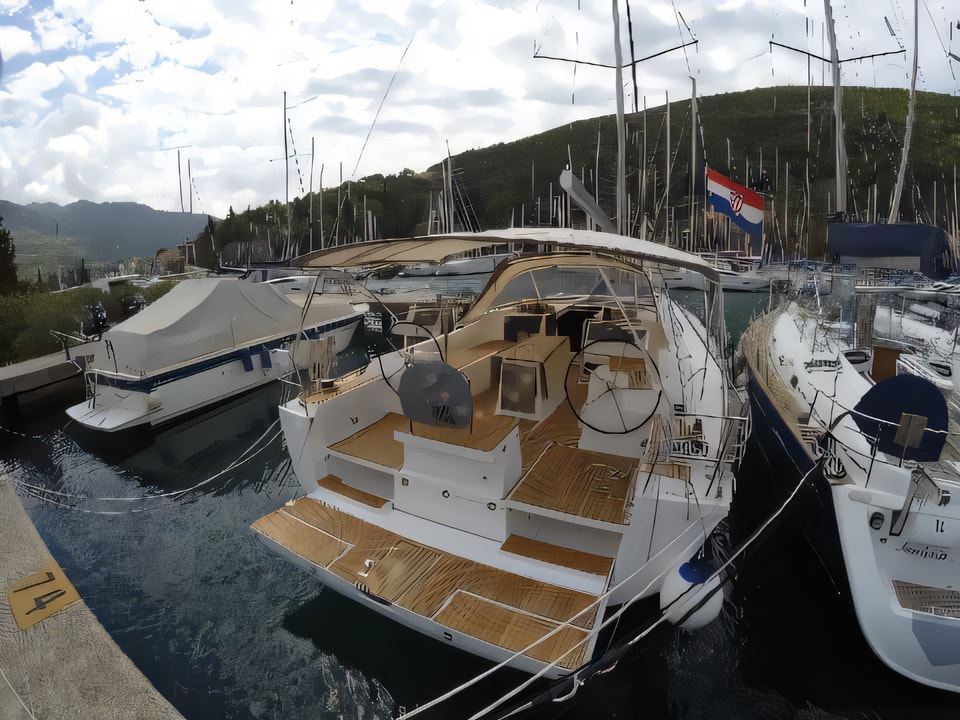 Exterior overview of Dufour 512 Grand Large sail boat for charter from Dubrovnik ACI Marina in the Dubrovnik sailing area Croatia