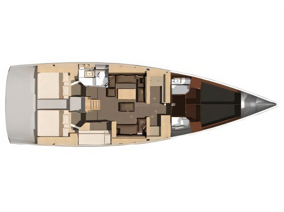 Layout of Dufour 512 Grand Large sail boat with 5 cabins Croatia yacht charter