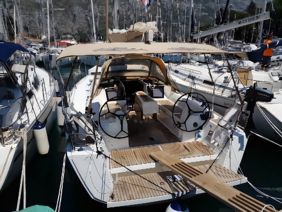 Exterior overview of Dufour 350 Grand Large sail boat for charter from Dubrovnik ACI Marina in the Dubrovnik sailing area Croatia