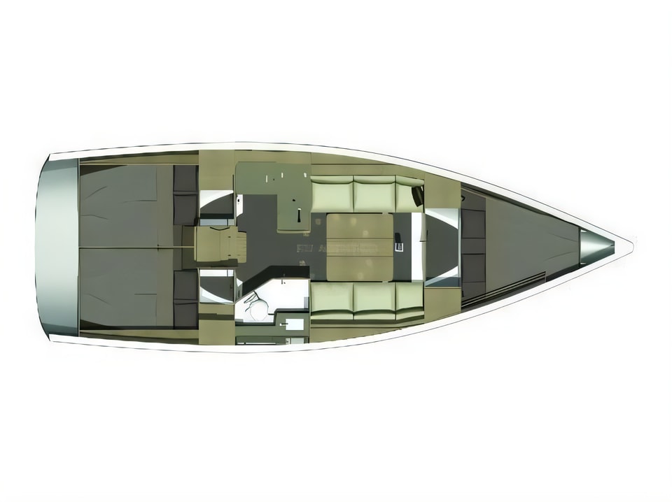 Layout of Dufour 350 Grand Large sail boat with 3 cabins Croatia yacht charter