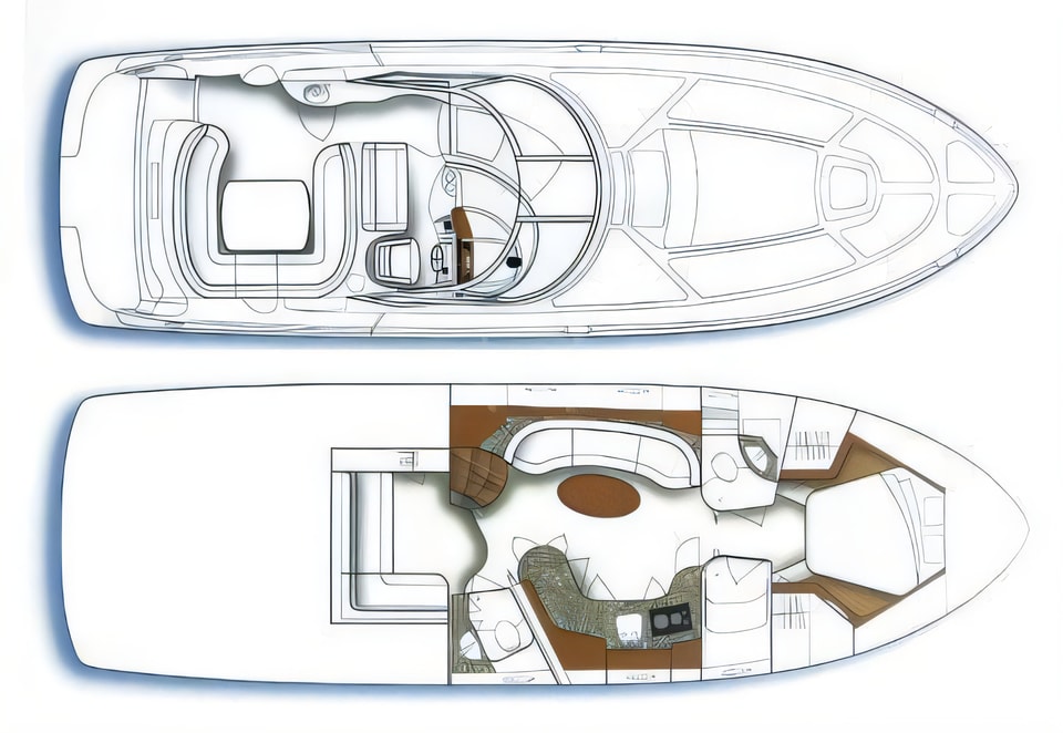 Sea Ray 455 yacht layout 2 cabins Croatia charter