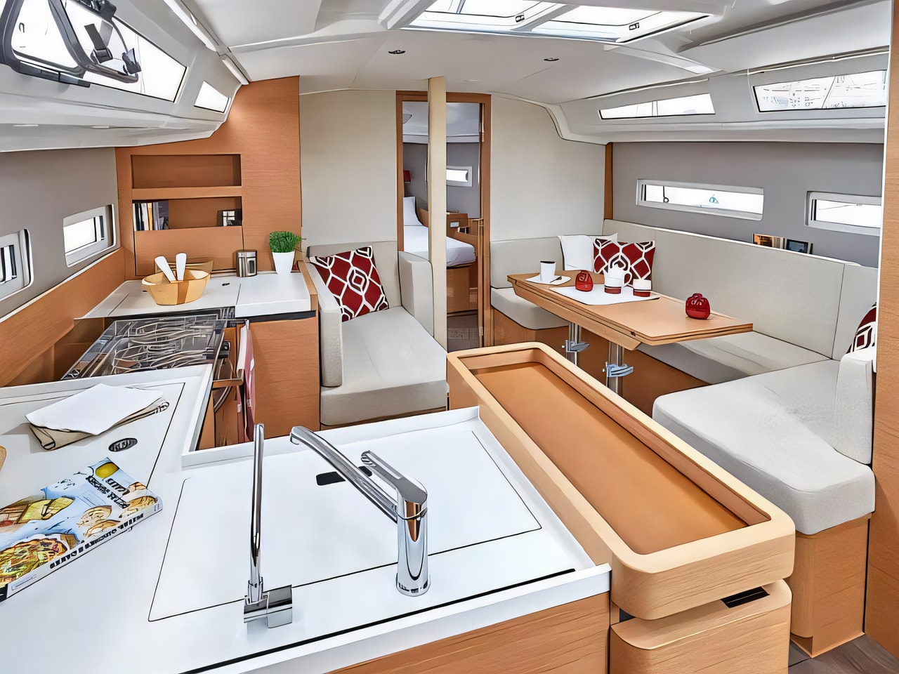 Layout of Sun Odyssey 410 sail boat with 3 cabins Croatia yacht charter