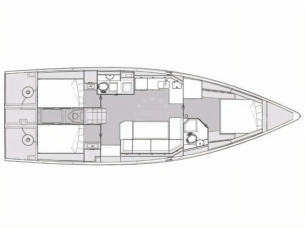 Interior of Elan Impression 43 sail boat with 3 cabins Croatia yacht charter